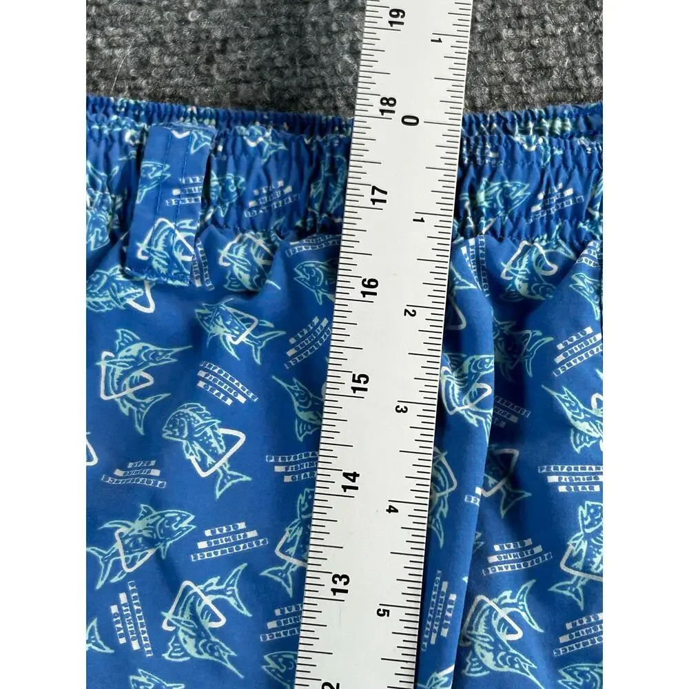 Columbia PFG Fish Print Swim Trunks Men's XL Blue Mesh Lined Fishing Shorts